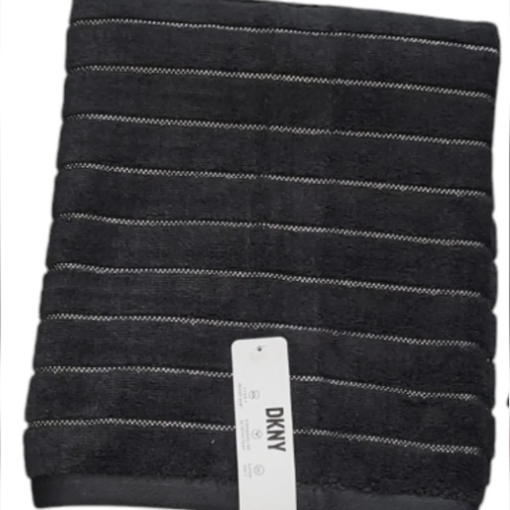 DKNY Charcoal Bath Towel with White Accents